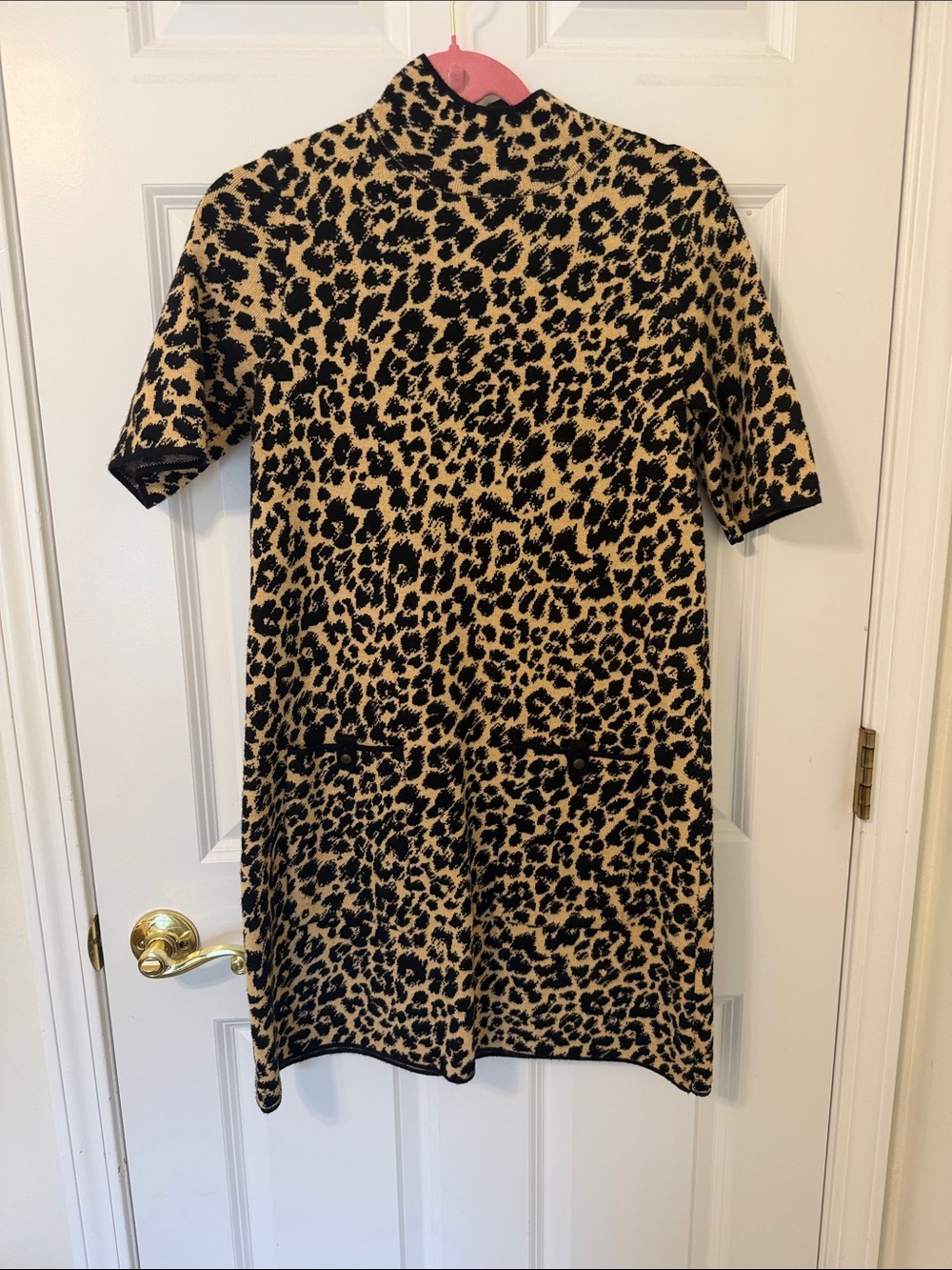 Maeve Short Sleeve Sweater Dress Leopard Print Small NWOT Anthropologie